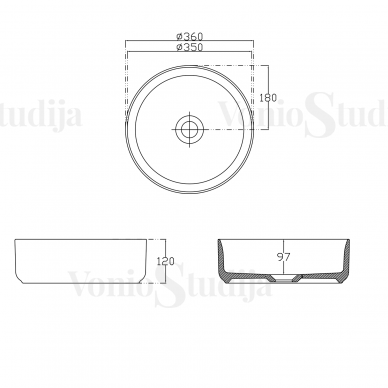 INFINITY ROUND Pastatomas praustuvas baltas matinis 6