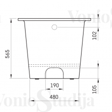 Lieto akmens laisvai pastatoma vonia PAA Vario L 1680x750B su plastikiniu sifonu