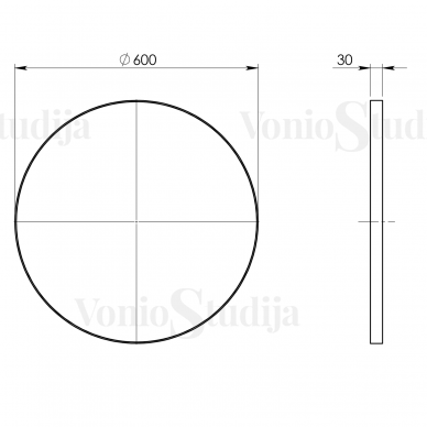 Apvalus 60cm veidrodis juodu matiniu rėmu 2