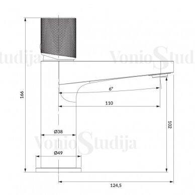 Omnires Contour praustuvo maišytuvas CT8010GLB braižyto aukso spalvos 1