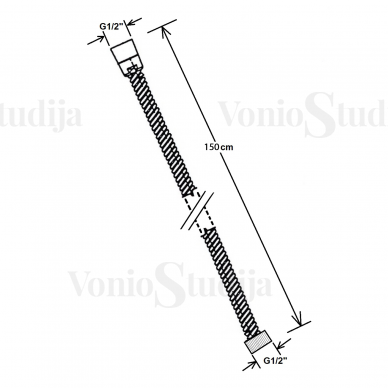 Baltos spalvos dušo žarna Sapho POWERFLEX 150cm 1