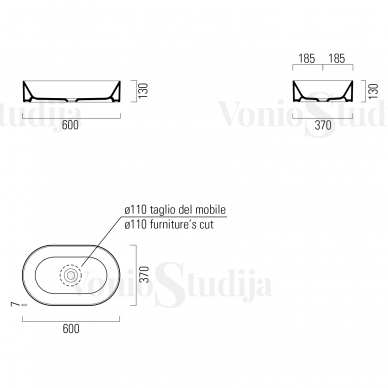 GSI Kube X 60x37cm pastatomas praustuvas su EXTRAGLAZE® danga 3