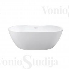 Besco Navia akrilinė vonia 150x80 cm su persipylimu baltos spalvos dangteliais