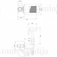 Bidė dušelio komplektas į sieną Omnires Contour SYSCTBI1GLB braižyto aukso spalvos