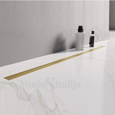 Braižyto aukso spalvos dušo latakas New Trendy Visio Slim Gold Brushed 80 cm