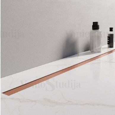 Braižyto vario spalvos dušo latakas New Trendy Visio Slim Copper 90 cm