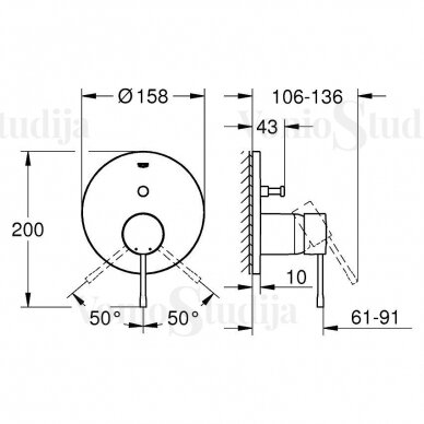 Grohe brushed hard graphite spalvos potinkinis dušo komplektas 13