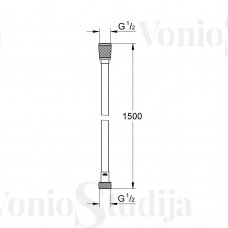 Grohe VitalioFlex Silver chromo spalvos dušo žarna 150 cm