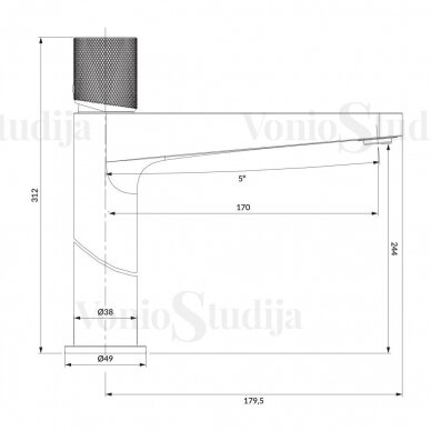 Antracito spalvos aukštas praustuvo maišytuvas Omnires Contour CT8012AT 1