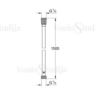 Grohe VitalioFlex Silver chromo spalvos dušo žarna 150 cm 1