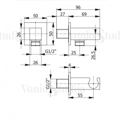 DEMM Incasso potinkinis termostatinis vonios maišytuvo komplektas 6771-3 10