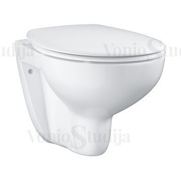 Komplektas BauCeramic Rimless WC su dangčiu, rėmu, mygtukas Nova Cosmo chromas 1