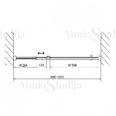 Dušo durys į nišą Polysan Easy Line 880-1020mm 6