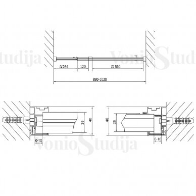 Dušo durys į nišą Polysan Easy Line 880-1020mm 7