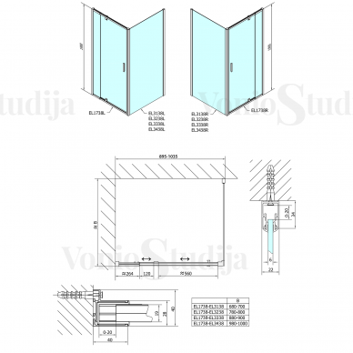 Dušo kabina Polysan EASY LINE 900-1000x700mm matiniu stiklu 3