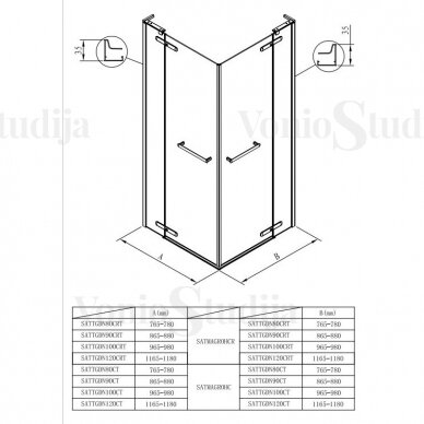 Dušo kabina SAT TGD NEW chromo profiliais 120x120 cm 8