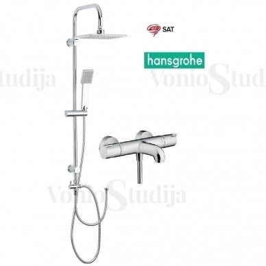 Dušo komplektas su Hansgrohe termostatiniu vonios maišytuvu Ecostat 1001CL ir dušo stovu MULTIPIPEHNEW