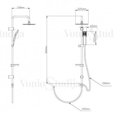 Dušo komplektas su Hansgrohe termostatiniu vonios maišytuvu Ecostat 1001CL ir dušo stovu MULTIPIPEHNEW 10