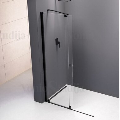 Dviejų dalių dušo sienelė MODULAR 140cm juodos ,matinės spalvos 2