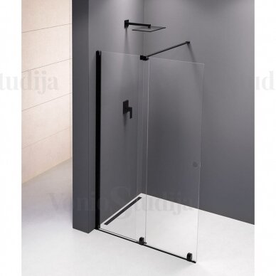 Dviejų dalių dušo sienelė MODULAR 160cm juodos matinės spalvos 2