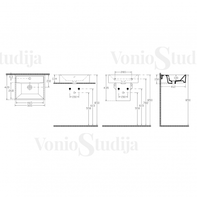 Dviguba vonios spintelė su praustuvais VEGA 124,5x53,8x45 cm 6