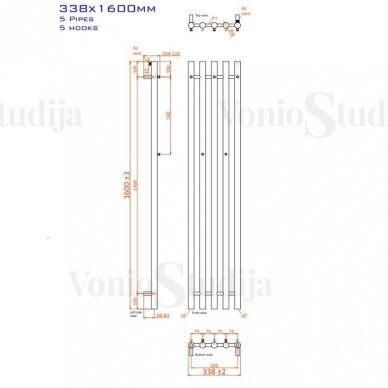 Elektrinis džiovintuvas Carla 34x160cm paslėptu montavimu kairėje pusėje juodos matinės spalvos 1