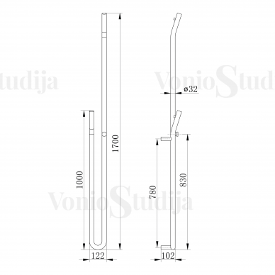 Elektrinis džiovintuvas kabykla DUOPASSO 122x1700mm matinio aukso spalvos 7