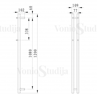 Elektrinis džiovintuvas PAPINADO 109x1200 mm juodas matinis 5