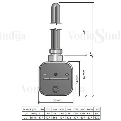 Elektrinis rankšluosčių džiovintuvas DORLION 500x1200 mm  baltas dešininis su laidu 4