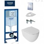 Grohe potinkinis wc rėmas ir Pakabinamas klozetas INFINITY Rimless su lėtaeigiu dangčiu