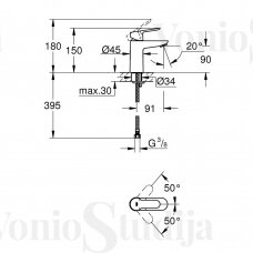 Grohe BauEdge 23330000 praustuvo maišytuvas S dydis