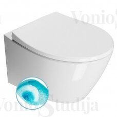 Potinkinis pakabinamo wc komplektas WERIT SWITCH baltu mygtuku ir GSI Modo pakabinamas klozetas su SWIRLFLUSH® nuplovimo sistema