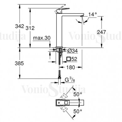 Grohe Eurocube aukštas praustuvo maišytuvas 5