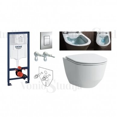 Grohe potinkinis rėmas 3 in 1 su Laufen Pro New Rimless klozetu