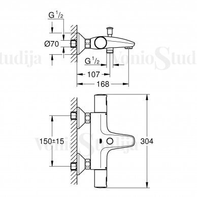 GROHE Precision Start termostatinis vandenį taupantis vonios maišytuvas juodas matinis 2