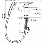 Hansgrohe maišytuvas praustuvui su dušeliu ir ventiliu Focus 31927000