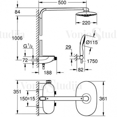 Grohe Rainshower dušo sistema SmartControl 360 Duo, su rankiniu dušu Power&Soul 115 chromo spalvos 4