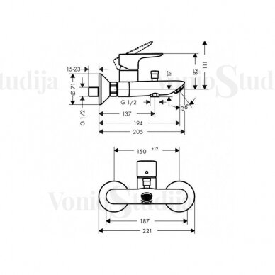 Hansgrohe Talis E vonios maišytuvas 71740000 1