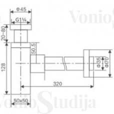 Imex chromo spalvos sifonas praustuvui SCL003