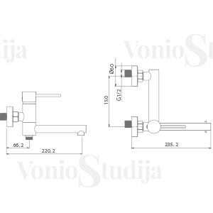 Imex Milos vonios maišytuvas baltos spalvos 2