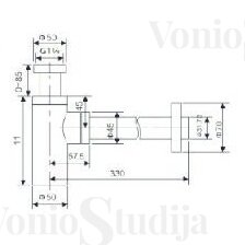 Praustuvo sifonas Imex SCL002/CHG šampaninės spalvos 1