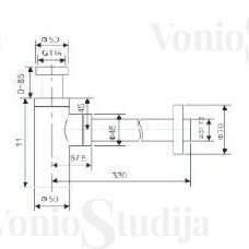 Praustuvo sifonas Imex SCL002/ORC PVD braižyto vario spalvos