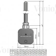 Elektrinis rankšluosčių džiovintuvas Sapho Dorlion 500x1200mm juodas matinis dešininis su tenu su laidu 3