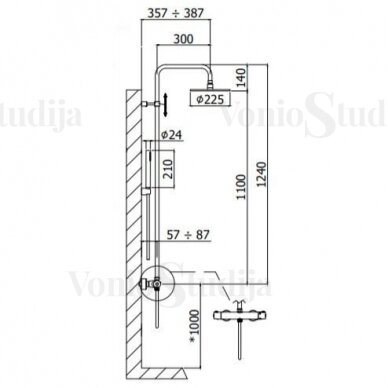 Juoda virštinkinė termostatinė dušo sistema Paffoni Light 1