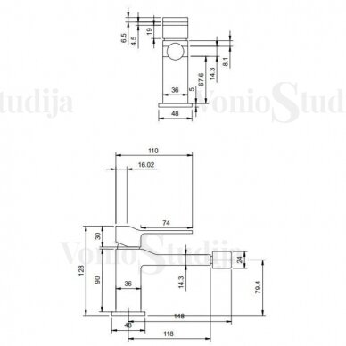 Bidė maišytuvas Omnires Slide grafito spalvos  SL7720GR 1