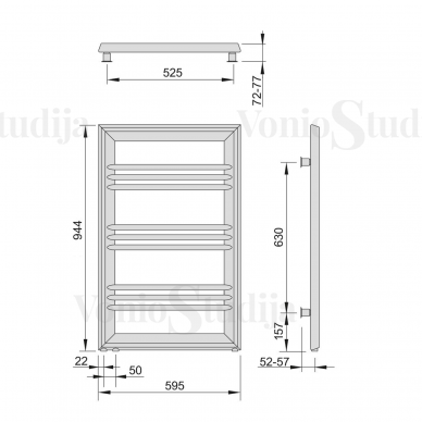 Juodas matinis rankšluosčių džiovintuvas LEONTES 595x944 mm 4