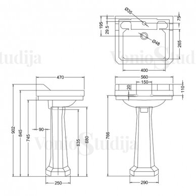 Klasikinio stiliaus Burlington Edwardian praustuvas 3