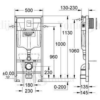 Grohe potinkinis wc rėmas juodos matinės spalvos mygtuku ir GSI Modo pakabinamas klozetas su SWIRLFLUSH® nuplovimo sistema 8