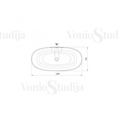 PERLA 1600x750 vonia akmens masės Balta blizgi VAPERL/00 4