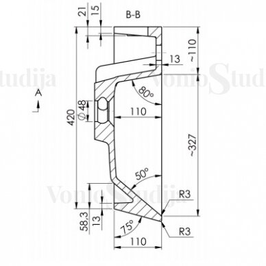 Lieto akmens praustuvas ORINOKO  60x15x45cm  OR060 6